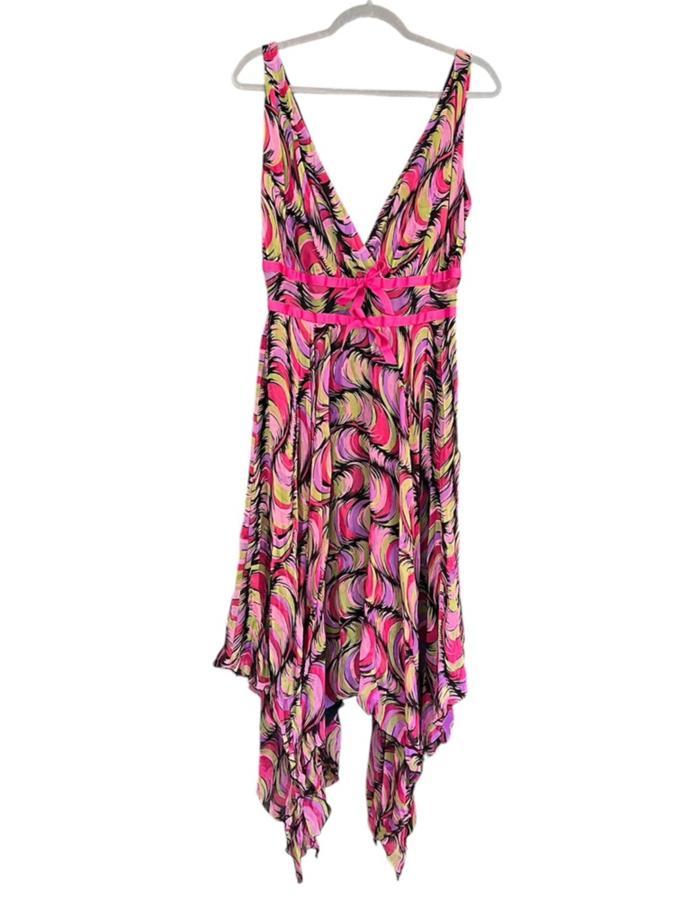 NWT Vintage Y2K Betsey Johnson New York Sheer Silk Handkerchief Hem Runway Dress - Picture 3 of 13